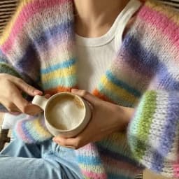 Striped Mink Fur Coat for Women Loose and Lazy Style Handmade Knitted Sweater Short Cardigan, Simple Jacket, Early Autumn, New,
