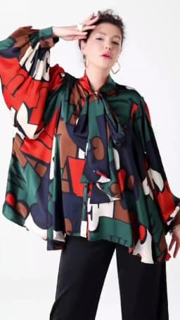 Autumn Loose Print Shirt For Women Lace-up Bow Collar Long Sleeve Floral Vintage Party Shirt Fashion Designer Clothes New 2024