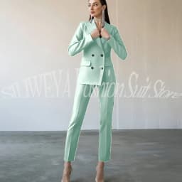 Fashion Chic Burgundy Red Purple Women Suit Double Breasted 2 Piece Jacket Pants Blazer Set Slim Fit Office Lady Female Clothing
