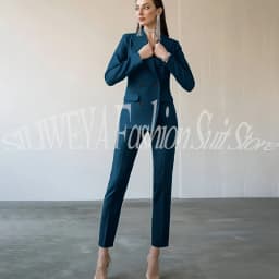 Fashion Chic Burgundy Red Purple Women Suit Double Breasted 2 Piece Jacket Pants Blazer Set Slim Fit Office Lady Female Clothing