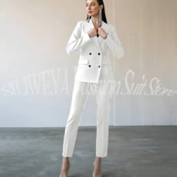 Fashion Chic Burgundy Red Purple Women Suit Double Breasted 2 Piece Jacket Pants Blazer Set Slim Fit Office Lady Female Clothing