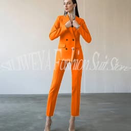 Fashion Chic Burgundy Red Purple Women Suit Double Breasted 2 Piece Jacket Pants Blazer Set Slim Fit Office Lady Female Clothing