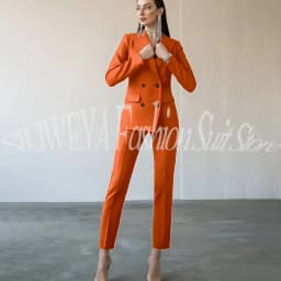 Fashion Chic Burgundy Red Purple Women Suit Double Breasted 2 Piece Jacket Pants Blazer Set Slim Fit Office Lady Female Clothing