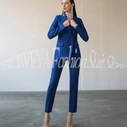 Fashion Chic Burgundy Red Purple Women Suit Double Breasted 2 Piece Jacket Pants Blazer Set Slim Fit Office Lady Female Clothing