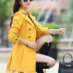 2024 Spring Trench Coat for Women Streetwear Turn-Down Collar Double Breasted Black Coats Female 3Xl Women Clothes
