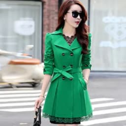 2024 Spring Trench Coat for Women Streetwear Turn-Down Collar Double Breasted Black Coats Female 3Xl Women Clothes