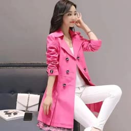 2024 Spring Trench Coat for Women Streetwear Turn-Down Collar Double Breasted Black Coats Female 3Xl Women Clothes