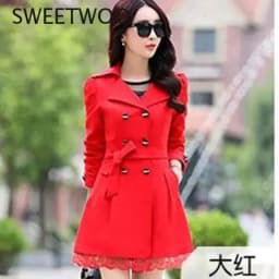 2024 Spring Trench Coat for Women Streetwear Turn-Down Collar Double Breasted Black Coats Female 3Xl Women Clothes