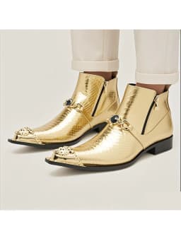 Autumn Man Wedding boots Metal Tip zipper Genuine leather Chelsea boots Leisure time party Customized Singer Men's Boots