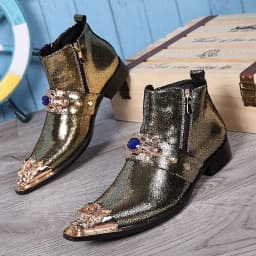 Autumn Man Wedding boots Metal Tip zipper Genuine leather Chelsea boots Leisure time party Customized Singer Men's Boots