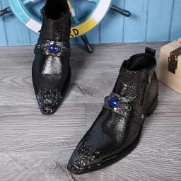 Autumn Man Wedding boots Metal Tip zipper Genuine leather Chelsea boots Leisure time party Customized Singer Men's Boots