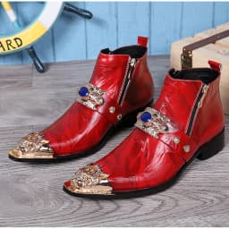 Autumn Man Wedding boots Metal Tip zipper Genuine leather Chelsea boots Leisure time party Customized Singer Men's Boots