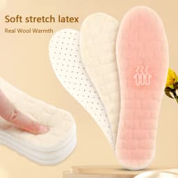 Winter Warm Insoles for Shoes Thermal Wool Latex Inserts Comfort Soft Shock Absorbing Foot Pads Man Women Heating Boot Cushion