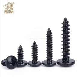 50pcs/25pcs M3 M4 M5*L Steel with Black Phillips Truss Head (Cross Recessed Mushroom Head) Self Tapping Screws