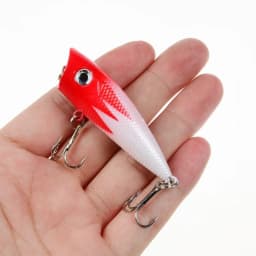 1pc Popper Fishing Lure 6cm/6.5g Hard Bait Artificial Topwater Bass Trout Pike Wobbler Fishing Tackle with 2 Treble Hooks