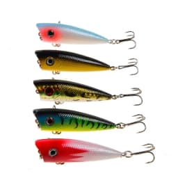 1pc Popper Fishing Lure 6cm/6.5g Hard Bait Artificial Topwater Bass Trout Pike Wobbler Fishing Tackle with 2 Treble Hooks