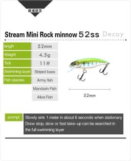 1 Pcs Small Lures for Minnow Fishing Lure Japanese Style Bait 4.5g 52mm Slowly Sinking Minnow Mini Hard Bait for Perch Trout