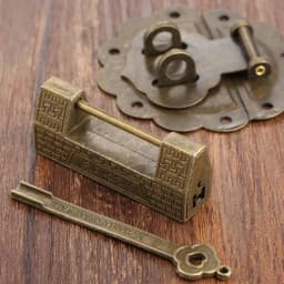 Furniture Chinese Old Box Latch Hasp Buckle Clasp and Antique Bronze Lock/Padlock for Cabinet Jewelry Wooden Box Hardware
