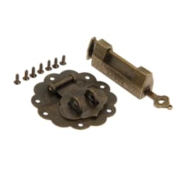 Furniture Chinese Old Box Latch Hasp Buckle Clasp and Antique Bronze Lock/Padlock for Cabinet Jewelry Wooden Box Hardware