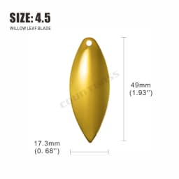 COUNTBASS 50pcs Gold Plated Steel Willow Spinner Blades 1-6 Size Range Smooth Finish DIY Spinner Bait Fishing Lures