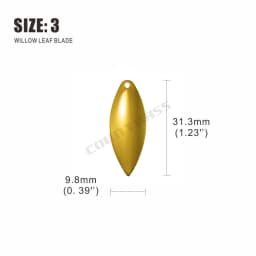COUNTBASS 50pcs Gold Plated Steel Willow Spinner Blades 1-6 Size Range Smooth Finish DIY Spinner Bait Fishing Lures