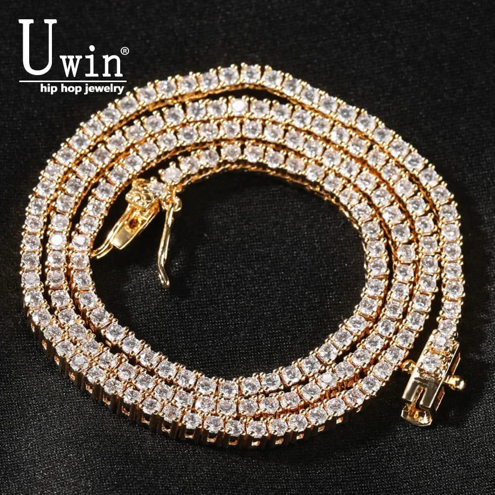 UWIN 2mm Tennis Chain Bracelet Round Cut Micro Bling Bling Cubic Zirconia Fashion Hiphop Men Women Bracelets Jewelry