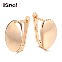 Kinel Hot Fashion Glossy Dangle Earrings 585 Rose Gold Simple Oval Earrings For Women High Quality Daily Fine Jewelry