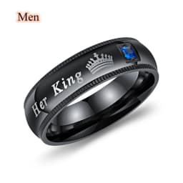 Fashion Couple Rings Her King His Queen Statement Ring Romantic Zircon Crown Ring Anniversary Wedding Band Jewelry Gifts