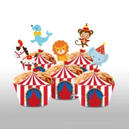 Circus Clown Lion Cake Toppers Elephant Boy Girl Birthday Party Supplies Monkey Straw Bow Kid Baking Supplies Dessert Love Gifts