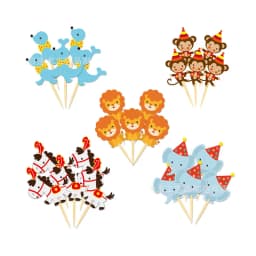 Circus Clown Lion Cake Toppers Elephant Boy Girl Birthday Party Supplies Monkey Straw Bow Kid Baking Supplies Dessert Love Gifts