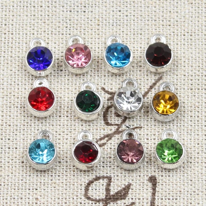 12pcs Charms Birthstone Birth Stone 10x7mm Pendants DIY Handmade Making Findings Gold Silver Color Crystal For Necklace Bracelet