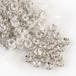 50pcs Wave Side Metal White K Rhinestone Rondelle Austiran Crystal Big Hole Loose Spacer Beads For Jewelry Making DIY Supplies