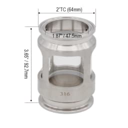 2"TC (64mm ) Sight Glass 1.87"ID 3.65"OAL Stainless Steel 304/316 Sanitary Sight Glass Tri Clover Type Homebrew Hardware