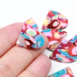 Tortoise Shell Earrings Charm, Acetate Acrylic Semicircle D Shaped Frame Pendants, Boho Earring Parts, 21.5x18.5mm, ACE-284