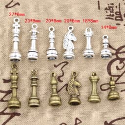 10pcs Charms Chess Knight Bishop Pawn King Queen Rook Antique Pendants,Vintage Tibetan Bronze Silver Color DIY Handmade Jewelry