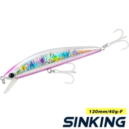 TSURINOYA 120S Sinking Minnow 12cm 40g DW37 Saltwater Hard Boat Fishing Lure Artificial Minnow Bait with Treble Hooks Wobblers