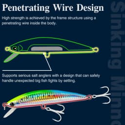 TSURINOYA 120S Sinking Minnow 12cm 40g DW37 Saltwater Hard Boat Fishing Lure Artificial Minnow Bait with Treble Hooks Wobblers
