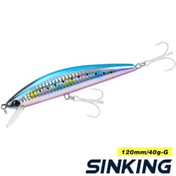 TSURINOYA 120S Sinking Minnow 12cm 40g DW37 Saltwater Hard Boat Fishing Lure Artificial Minnow Bait with Treble Hooks Wobblers