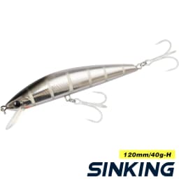 TSURINOYA 120S Sinking Minnow 12cm 40g DW37 Saltwater Hard Boat Fishing Lure Artificial Minnow Bait with Treble Hooks Wobblers