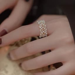 High Quality Pearl Zircon Gold Color Rings For Woman 2025 New Fashion Korean Jewelry Luxury Party Adjustable Unusual Girl's Ring
