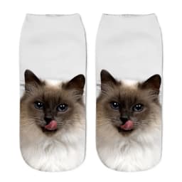 Cute Cat Face Low Ankle Socks For Women Colorful And Fun Cartoon Print With Multiple Kittens New Arrival