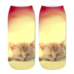 Cute Cat Face Low Ankle Socks For Women Colorful And Fun Cartoon Print With Multiple Kittens New Arrival