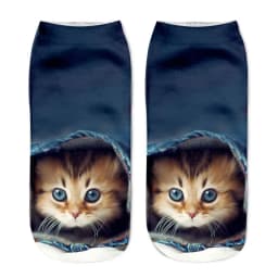 Cute Cat Face Low Ankle Socks For Women Colorful And Fun Cartoon Print With Multiple Kittens New Arrival