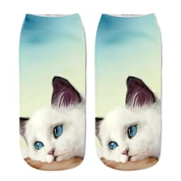 Cute Cat Face Low Ankle Socks For Women Colorful And Fun Cartoon Print With Multiple Kittens New Arrival