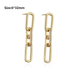 HECHENG,Link Chain Earrings for women,Long Ear Stud earrings,Fashion CZ Jewelry Wholesale