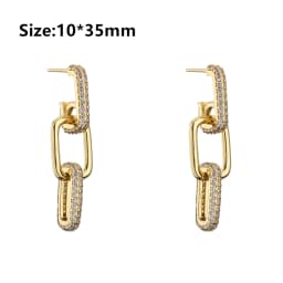 HECHENG,Link Chain Earrings for women,Long Ear Stud earrings,Fashion CZ Jewelry Wholesale