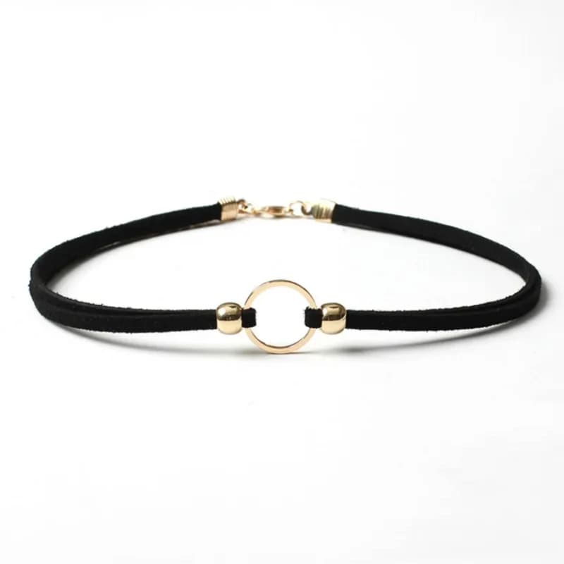 Black Velvet Punk Chokers Necklaces for Women Gothic Collar Necklaces Golden Circle Chokers Fashion Jewelry Wholesale