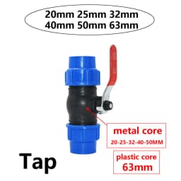 20/25/32/40/50/63mm PVC PE Tube Tap Tee Water Splitter 1/2 3/4 1" 1.25" 1.5" 2" Tee Pipe Ball Valve T-Shaped Connector 1pcs