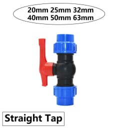 20/25/32/40/50/63mm PVC PE Tube Tap Tee Water Splitter 1/2 3/4 1" 1.25" 1.5" 2" Tee Pipe Ball Valve T-Shaped Connector 1pcs
