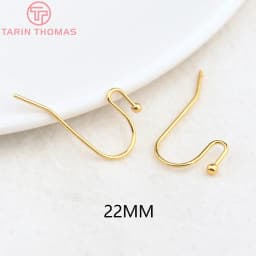 (2239)20PCS Height 16MM 24K Gold Color Plated Brass Earring Hook Diy Jewelry Findings Accessories Wholesale